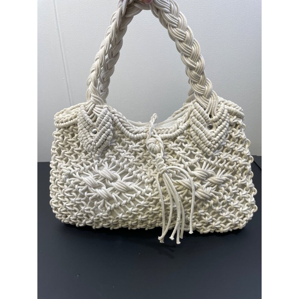 Women's Handmade Macrame/Crochet White Hand bag SKU 4278